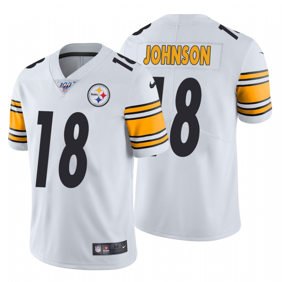 Men's Pittsburgh Steelers #18 Diontae Johnson 2019 100th Season White Vapor Untouchable Limited Stitched NFL Jersey